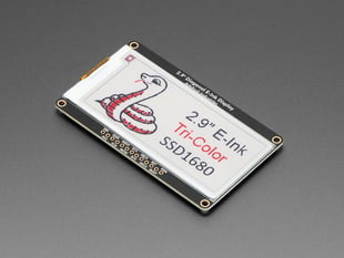 Angled Shot of the Adafruit 2.9" Red/Black/White eInk Display Breakout - THINK INK