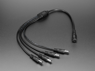 Angled shot of a 4-Way 2.1mm DC Barrel Jack Splitter