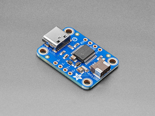 Angled shot of blue, rectangle-shaped touchscreen breakout board.