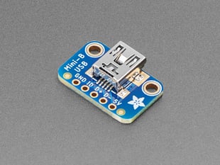 Angled Shot of the USB Mini-B Breakout Board.