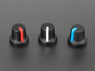 Group Shot of the Various Color Options to the Potentiometer Knob - Soft Touch T18 - Blue.