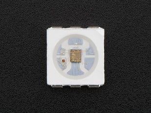 Top down view of a DotStar Addressable 5050 RGB LED w/ Integrated Driver. 