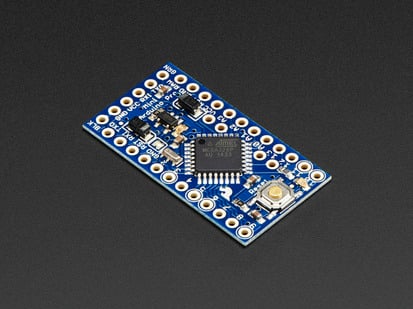 blue, rectangle-shaped Arduino microcontroller