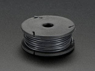 Black stranded-core wire on a reel.
