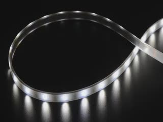 Cool white LED strip lit up.