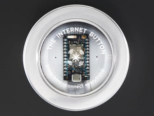 Top down view of a Particle Photon Internet Button.