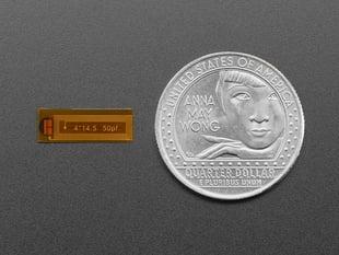 mini flexible RFID tag with U.S. quarter for scale.