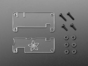 Top down view of a disassembled Adafruit Pi Protector for Raspberry Pi Model Zero. 