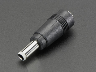 Angled show of a 2.1mm to 2.5mm DC Barrel Plug Adapter showing 2.1mm (male) end.
