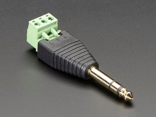 1/4" stereo plug adapter with three terminal blocks.