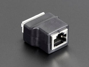Ethernet push-terminal block adapter with an RJ-45 socket.