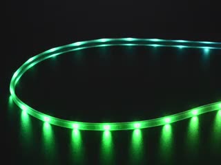 Video of LED strip emitting rainbow gradient.