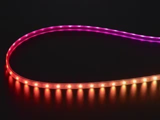 Video of LED strip emitting rainbow gradient.