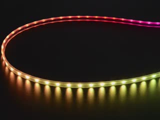 Video of LED strip emitting rainbow gradient.
