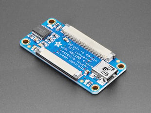Blue, rectangle-shaped TFT touchscreen adapter board.