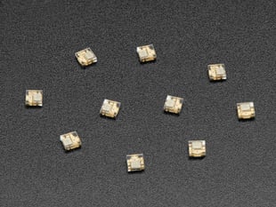 Angled shot of 10 DotStar Micro LEDs.