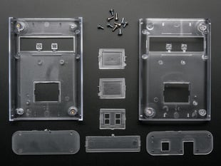 Top down view of a disassembled Clear Enclosure for Arduino.