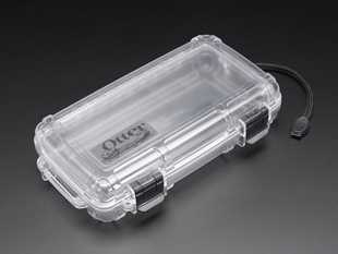 Large, clear, waterproof enclosure with latches and lanyard.