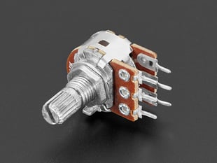 Panel mount potentiometer lying on its side