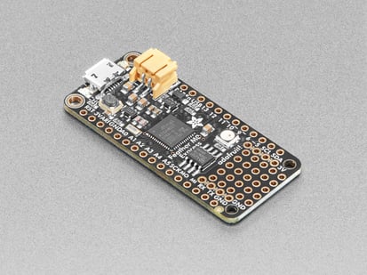 Angled shot of rectangular microcontroller.
