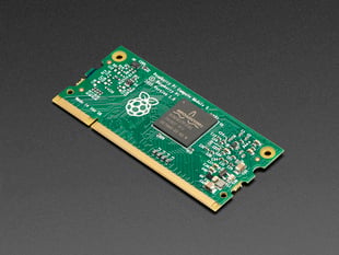 Angled shot of Raspberry Pi Compute Module 3 lite. 