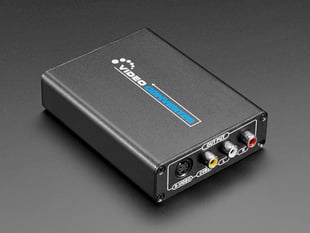 Angled shot of black, rectangle-shaped video converter. 