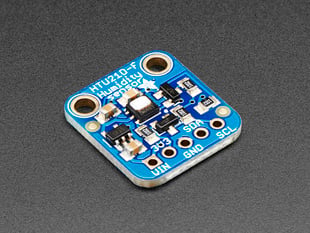 Small, blue, square-shaped humidity sensor breakout.