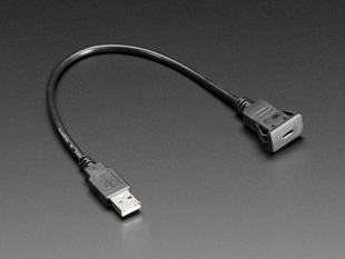 30cm long, black, USB-C to USB-A panel mount cable.