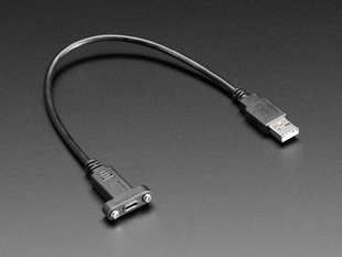 30cm long, black, USB-C to USB-A panel mount cable.