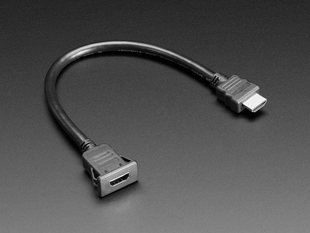 30cm long, black, panel mount HDMI cable.