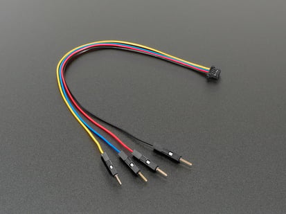 Angled Shot of the STEMMA QT / Qwiic JST SH 4-pin to Premium Male Headers Cable.