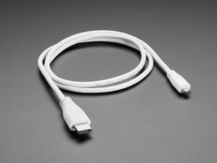Angled shot of a Official Raspberry Pi Micro HDMI to HDMI Cable - 1 meter long.