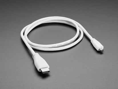 Angled shot of a Official Raspberry Pi Micro HDMI to HDMI Cable - 1 meter long.