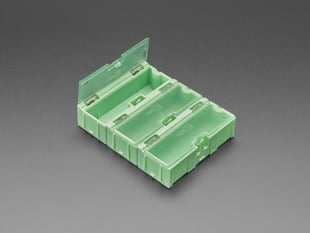 3 pack of small Modular Snap Boxes for SMD component storage with one window open.