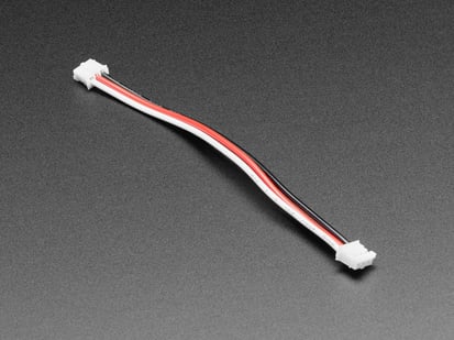 Angled shot of JST PH 3-pin Plug-Plug Cable - 100mm long.
