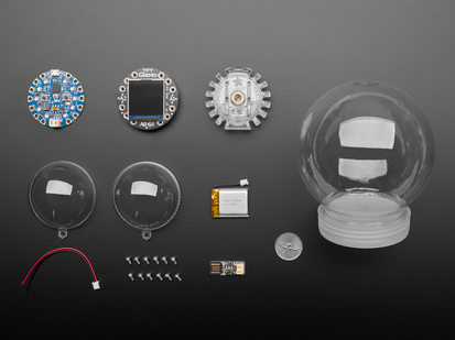 Top Down Front Kit Shot of the Adafruit Circuit Playground Bluefruit Express Starter Kit.