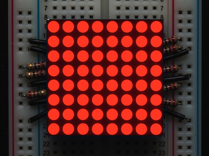 Small 1.2" 8x8 Ultra Bright Red LED Matrix.