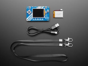Top Down Kit Shot of the Adafruit PyBadge Low Cost Starter Kit.