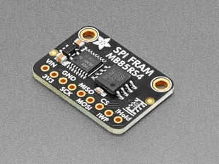 Angled shot of black, rectangle-shaped FRAM breakout board.