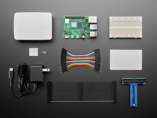 Top Down Kit Shot of the Budget Pack for Raspberry Pi 4 8GB - Includes Raspberry Pi 4 - 8GB.