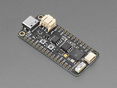Angled shot of rectangular microcontroller.