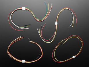 Top view of four connected pairs of JST PH compatible cables.
