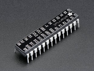 Angled shot of an Adafruit AVR Sticker for Breadboard Arduino-compatibles.