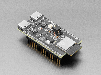 Angled shot of wifi board with pre-assembled header.