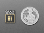 Back of small wireless module next to US quarter for scale.