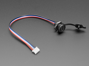 Angled shot of a screw mount USB-C to 4-pin JST PH adapter cable.
