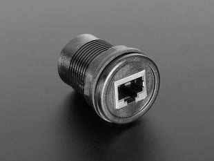 Angled Front Shot of the RJ-50 Round Panel Mount Adapter Plug.