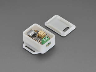Angled shot of Assembled enclosure for breakout board with lid off.