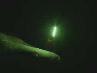 Video of short green LED filament.