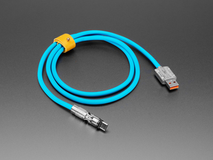 Angled Shot of the Blue USB Type C to USB A Cable with 540 Degree Rotating End 1m.